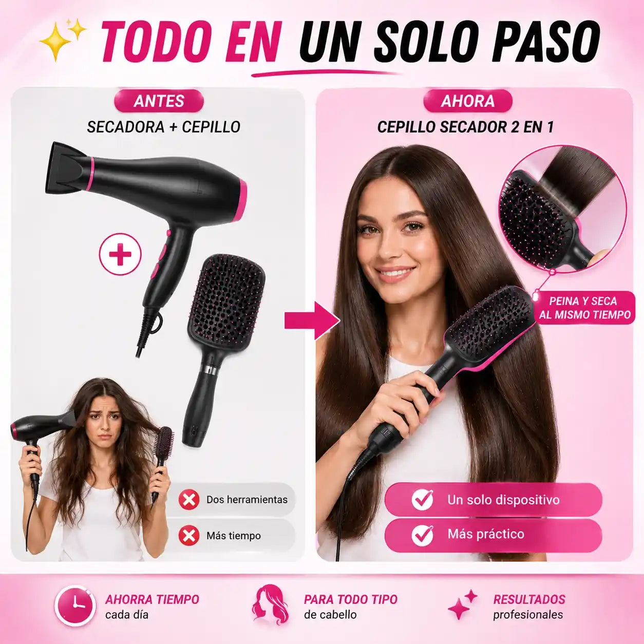 🌟 HairBeauty 3 en 1™ – Seca, alisa y da forma SIN dañar tu cabello