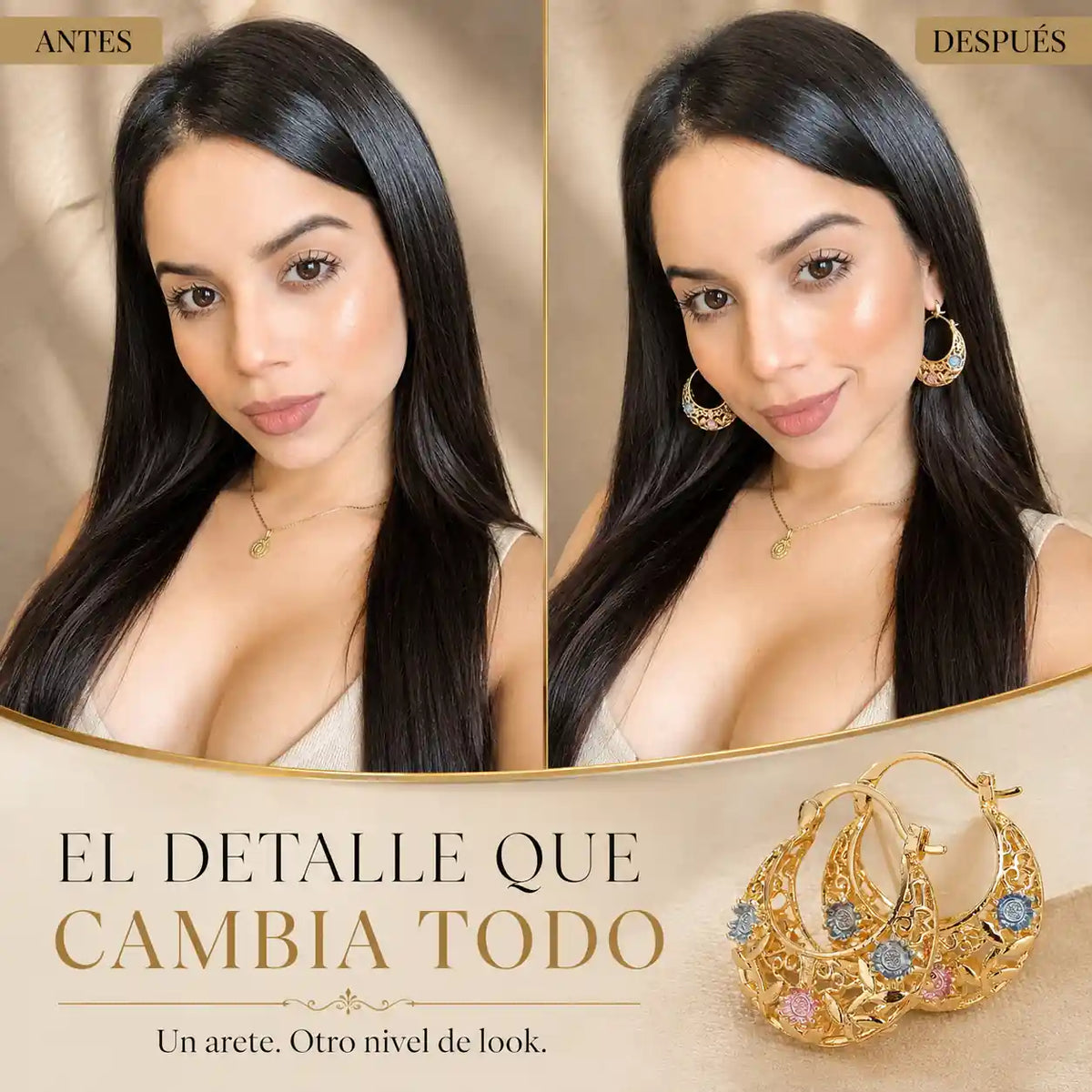 Los aretes chapados en oro 14K que transforman tu look en segundos