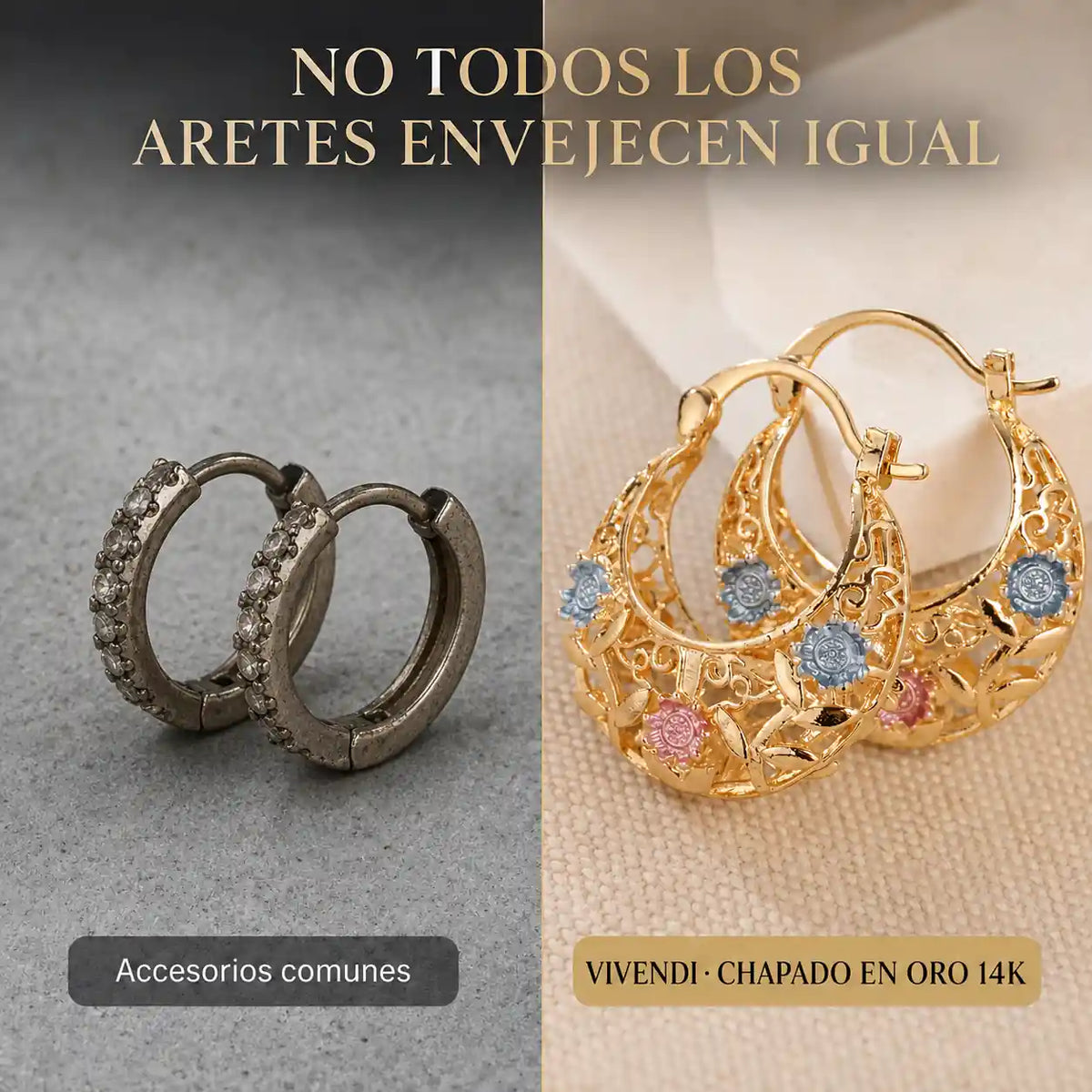 Los aretes chapados en oro 14K que transforman tu look en segundos