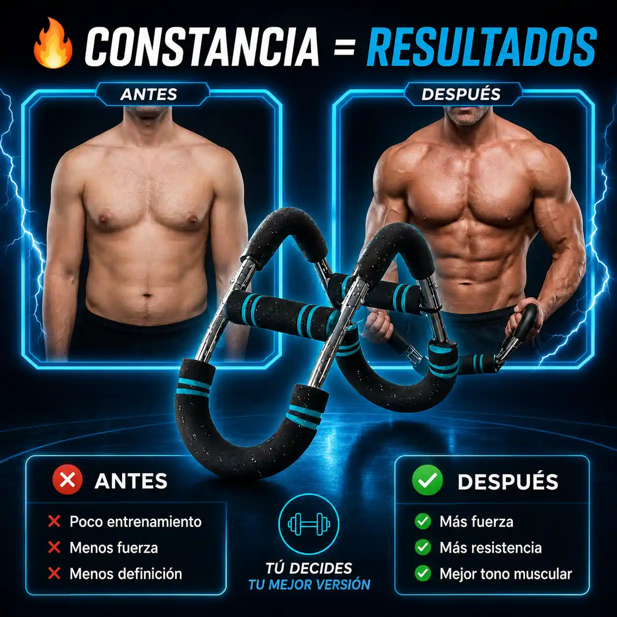 Aumenta tu fuerza en brazos y pecho en 15 días
