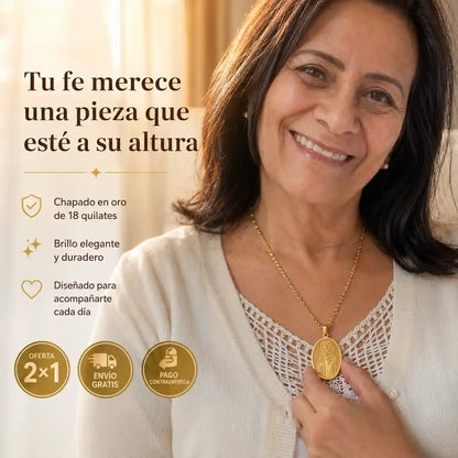 Lleva a la Virgen del Carmen contigo, en oro de 18 quilates