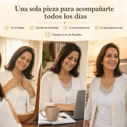 Lleva a la Virgen del Carmen contigo, en oro de 18 quilates