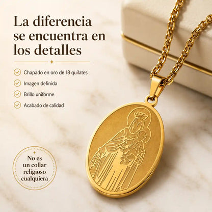 Lleva a la Virgen del Carmen contigo, en oro de 18 quilates