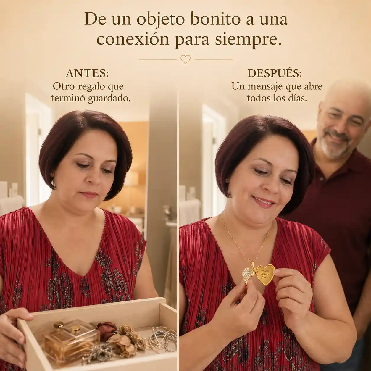 El collar que se abre cada mañana y le recuerda que están para siempre juntos